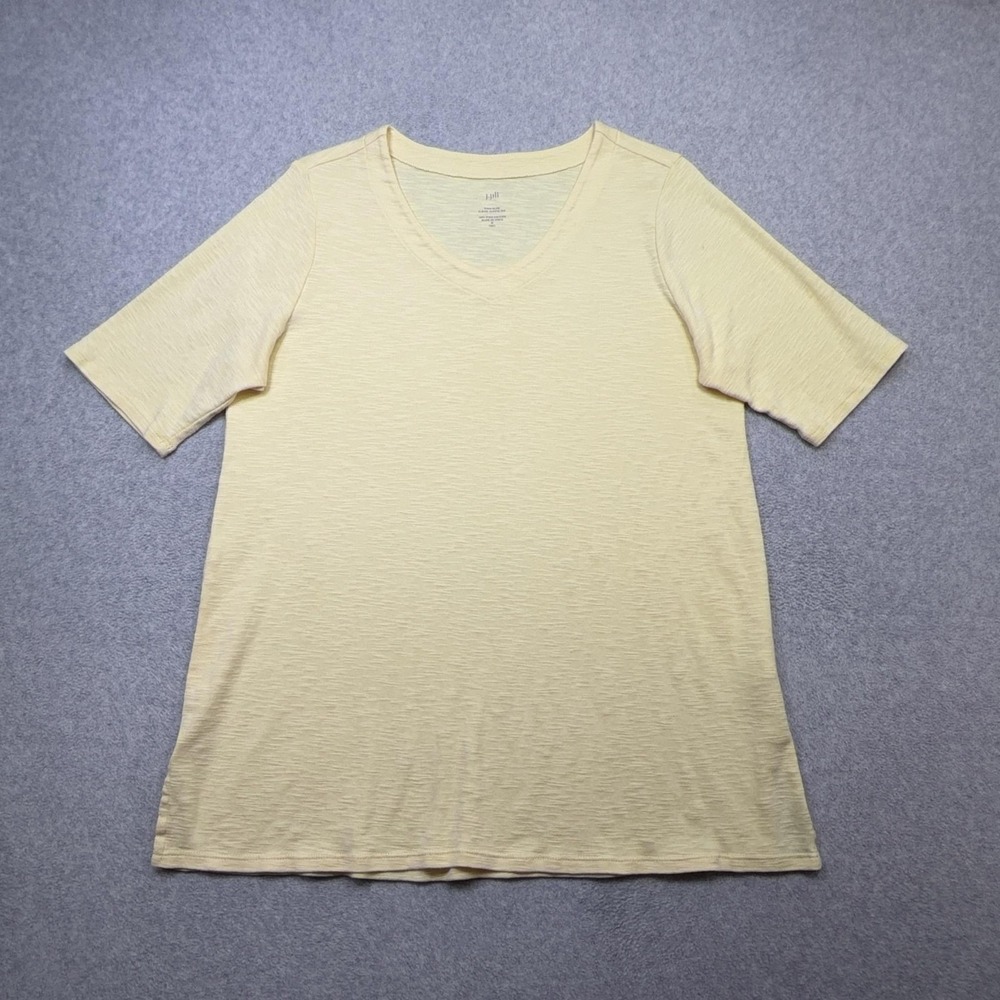 J Jill Pima Slub Elbow Sleeve Tee Shirt Womens Medium Tall Yellow  V Neck Tunic